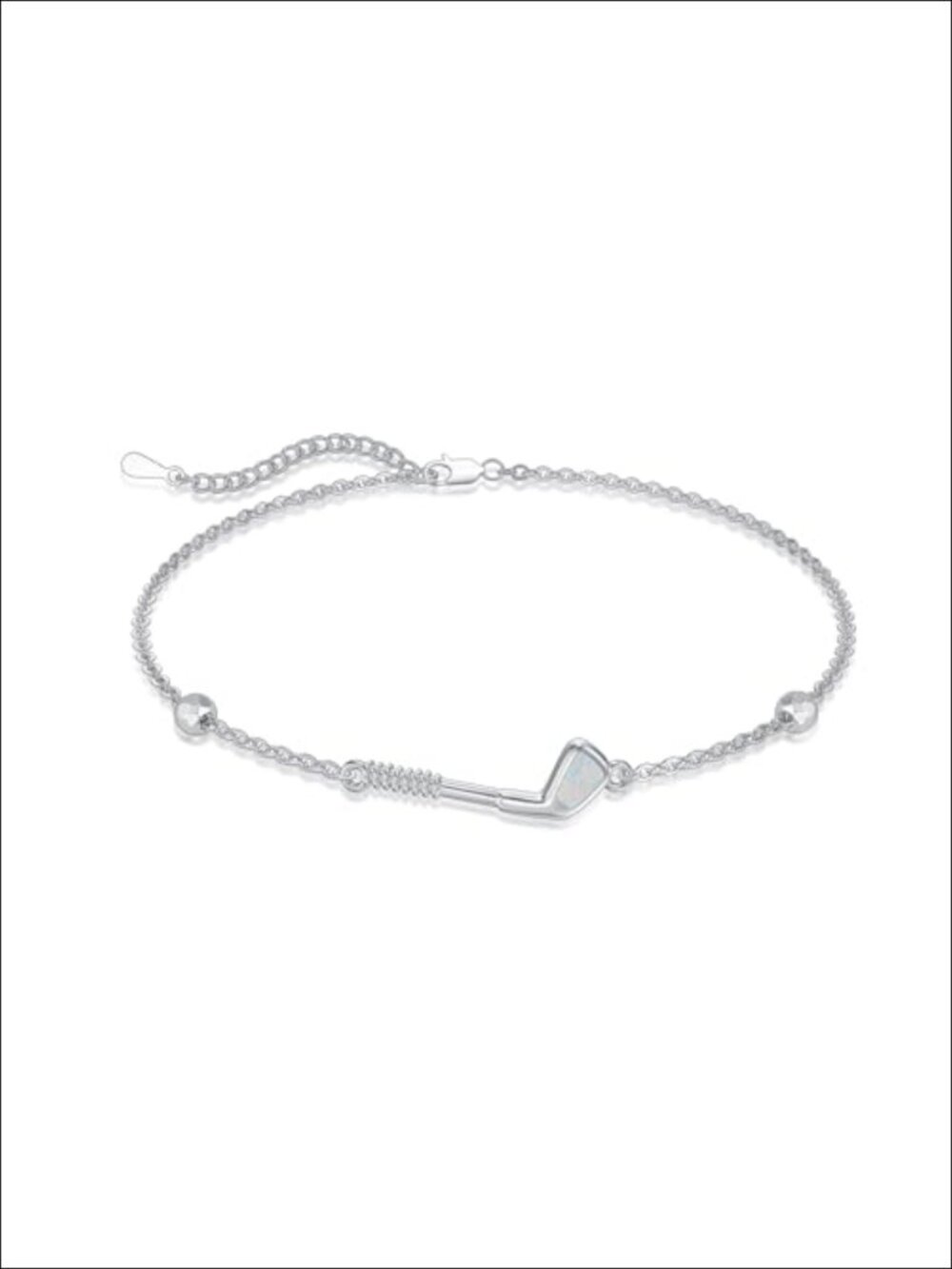 Sterling Silver Golf Ball Bangle Bracelet Adjustable Chain